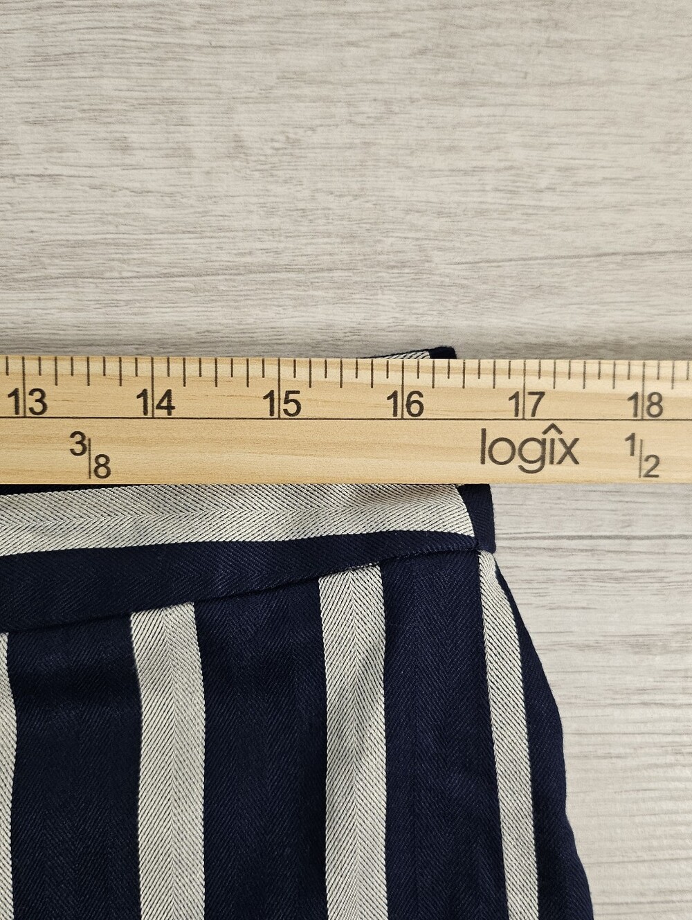 Ann Taylor Factory Dress Pants 8 Navy Light Grey Striped Wide Leg High Rise New - Picture 10 of 14